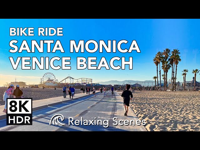 [8K HDR] California's Best Beach Bike Ride: Venice to Santa Monica Pier /w Sunset Ending!  - 60fps