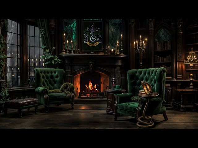 Slytherin Common Room  | Magic Fireplace | Harry Potter Fireplace | Cozy Winter Ambience