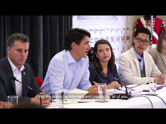 Prime Minister Trudeau speaks with members of the PM Youth Council in St. John’s