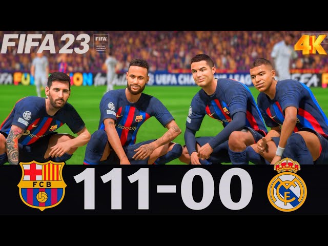 FIFA 23 - WHAT HAPPEN IF RONALDO MESSI NEYMAR MBAPPE PLAY TOGETHER ON FC BARCELONA