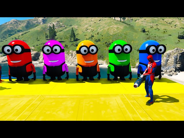 GTA 5 Epic Ragdolls RED SPIDERMAN VS YELLOW MINION VS RED MINION (Euphoria Physics and Funny Fails)