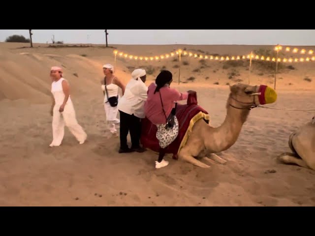 Altaquesnelle & Athalie Getting on  Camel @ Safari Desert in Dubai