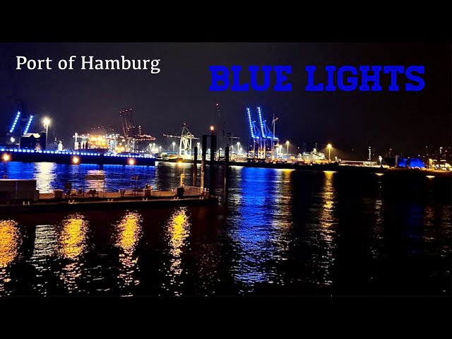 Blue lights in the port of Hamburg