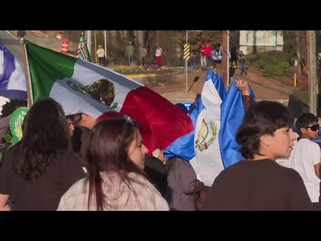 Protesters rally at Plaza Fiesta after ICE ramps up immigration arrests