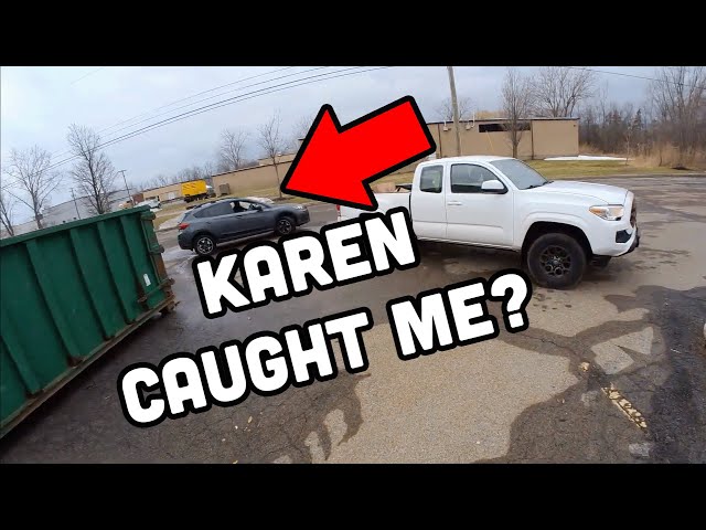 Confronted while climbing out of the dumpster!