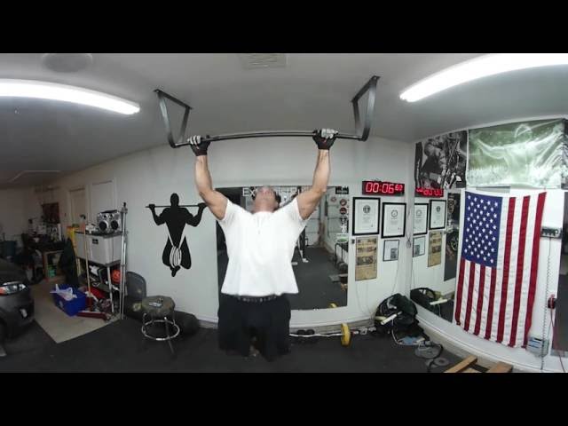 100 Pull-ups in 10:07 @ 215lbs Filmed in 360°