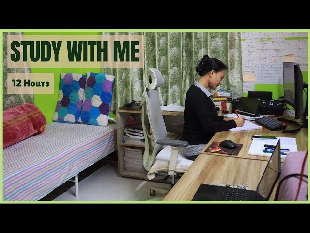 12 HOUR STUDY WITH ME | Day 16/365 | No BGM