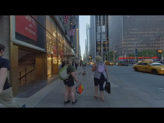 3D VR 180, New York City,  Manhattan, 6th Ave, 49th to 48th, left side walking tour