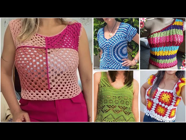 Latest crochet 🧶 fancy designer top/cute crop top/colourful top designs