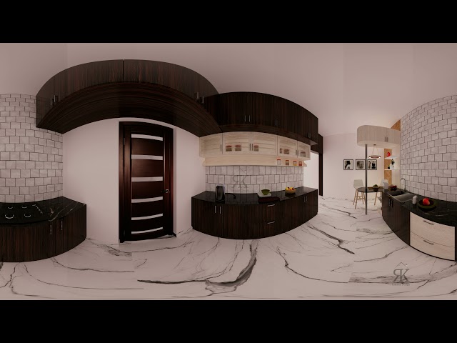 360 degree 3d video|VR modular kitchen|4k video|interior 360° video|3d panoramic view|black moon