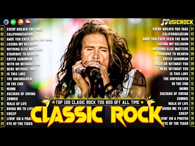 Classic Rock Songs Full Album 70s 80s 90s💥Queen, Bon Jovi,U2,ACDC, Aerosmith, The Police,  Nirvana