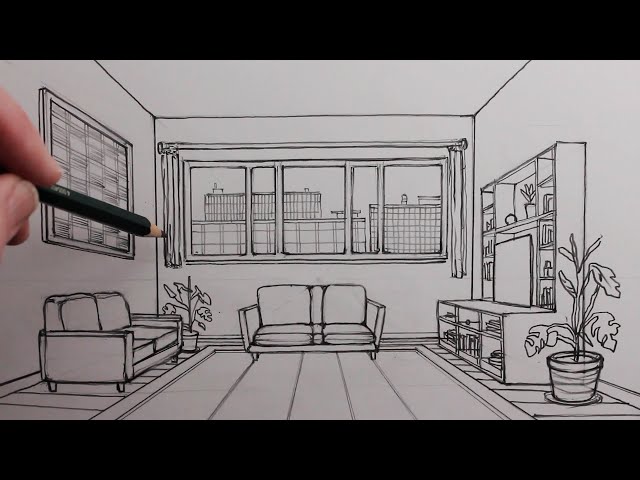 How to Draw a Room using One-Point Perspective for Beginners