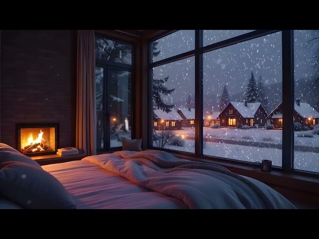 Snowfall Nights ❄️ | Fireplace Sounds for Deep Relaxation & Restful Sleep