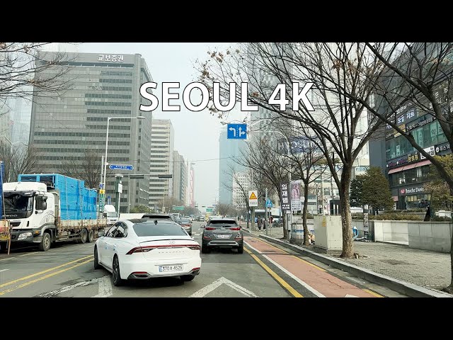 Seoul 4K - South Korean Wall Street - Driving Downtown