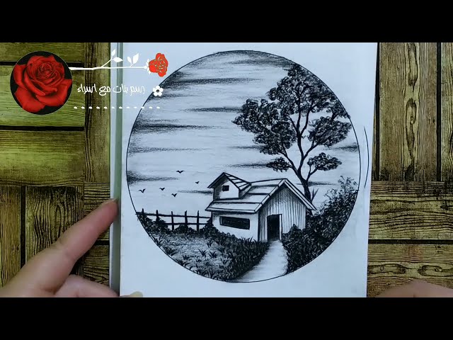 Landscape Drawing / How to draw Simple Scenery drawing for beginners