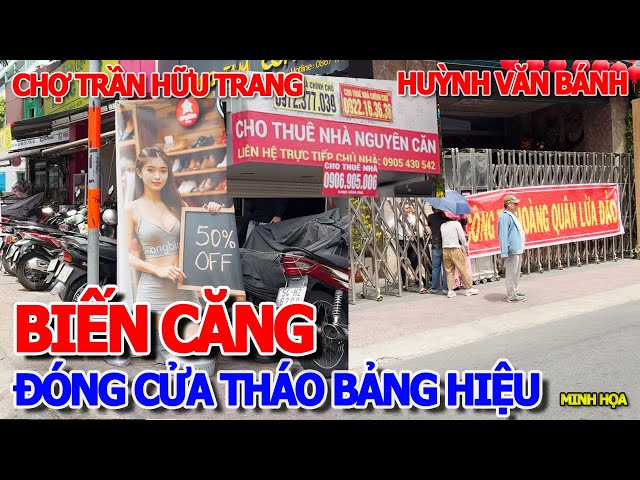 BẤT NGỜ ĐÓNG CỬA THÁO BẢNG HIỆU & NHÓM NGƯỜI CẦM BĂNG RÔN ĐÒI NỢ TRƯỚC CÔNG TY - CHỢ TRẦN HỮU TRANG