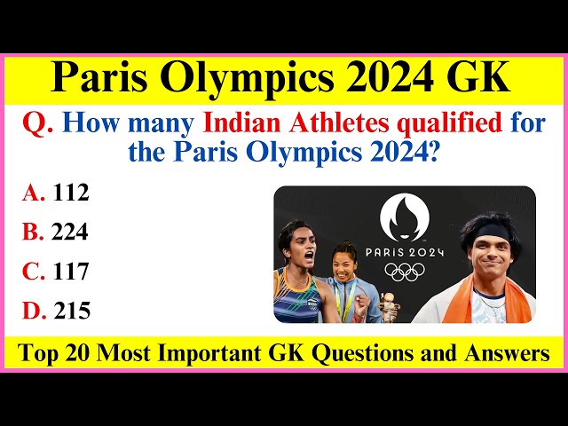 Paris Olympics 2024 Current Affairs | Top 25 Gk Question and Answers | Paris Olympics GK in English