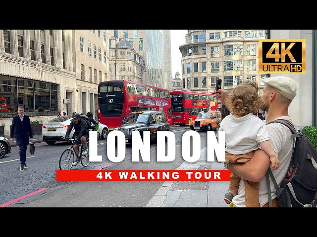 🇬🇧 England, Central London Neighborhood Walking Tour 2023 - Financial District 4K HDR 60fps