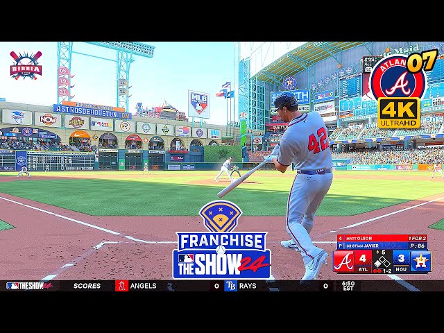 MLB The Show 24 Atlanta Braves vs Houston Astros - Matt Olson 3 HR - Franchise Mode #7 - PS5 4K