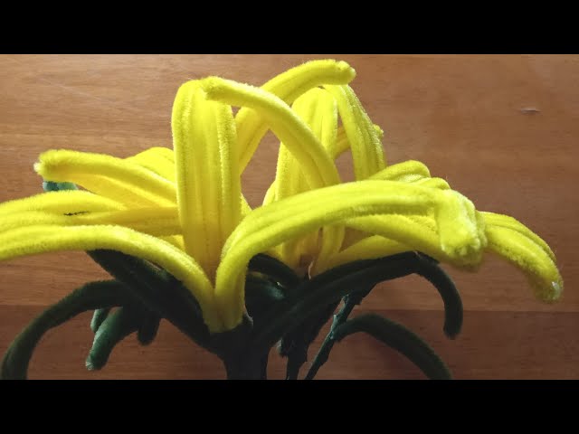 Yellow beautiful flower from pipe cleaner