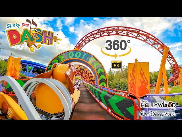 VR 360 5K Slinky Dog Dash Roller Coaster On Ride Front Seat POV Walt Disney World 2022 10 24