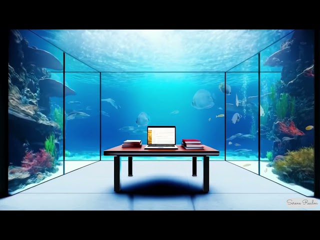 Frutiger Aero🐠 Study Room Ambience | NO MUSIC | 2000s Aesthetic Aquarium ASMR for Focus & Relaxation