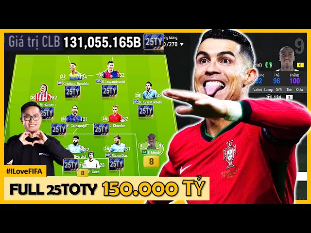 Cầm 150.000 Tỷ BP Tươi I Love Xây Dựng Top Đội Hình 25TOTY +5 Khủng Nhất FC Online: RONALDO 25TOTY