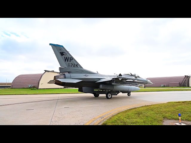 F-16 Fighting Falcon pilots' step and preform preflight check