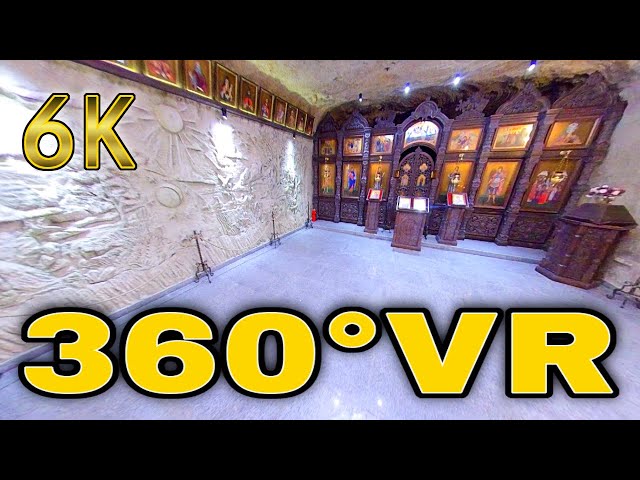 360° VR Old Church inside Cricova Winery Walk Moldavian Wine Underground 6K 3D Virtual Reality HD 4K