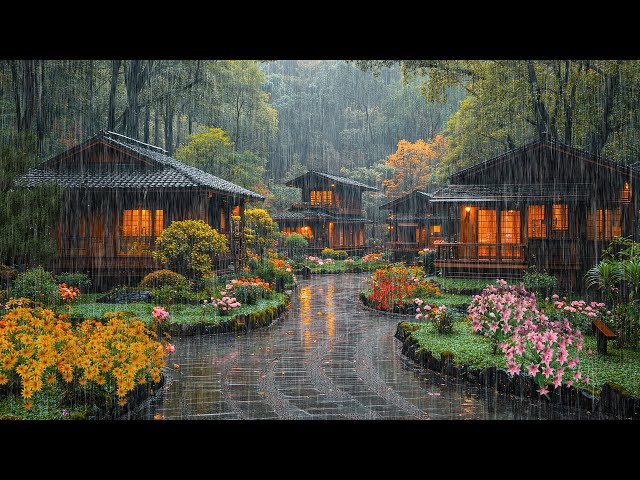 The Cozy Sound of Rain in The Japanese Garden🌿Relax, Reduce Anxiety, and Sleep deeply, Rain ASMR