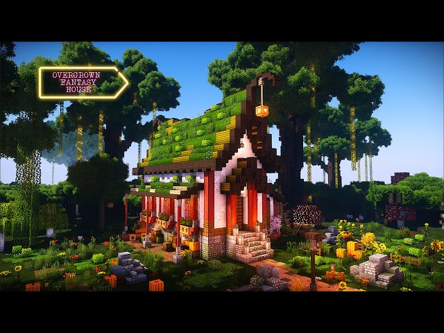 [MINECRAFT] HOW TO BUILD A FANTASY OVERGROWN HOUSE🌿