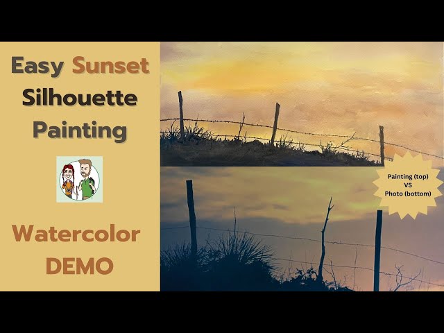 Easy Watercolor Landscape Painting - Sunset Silhouette - Inspired by Ferdinand Petrie