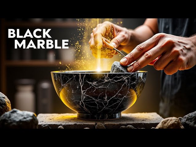 DIY Black marble stone bowl/pot making Timelapse | Fizzlapse