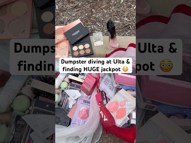 Wait until you see what’s inside this dumpster.. #dumpster #dumpsterdiving #ulta #insane