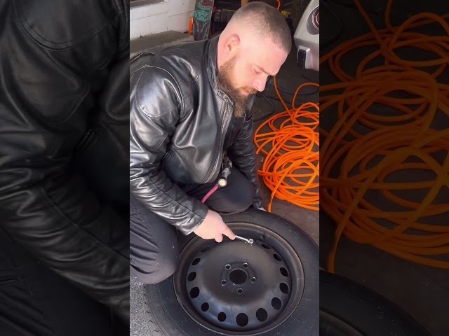 Bent rim… no problem😎 My Mobile Mechanic shows you how to fix a bent rim. #mechanic #car #carfix