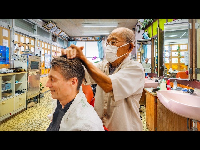 💈 Local Shave w/ Friendly Old School 82-Year-Old Okinawan Barber | Nago Japan