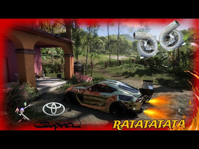 Forza horizon 5 - Dual turbo charger Golden Toyota Gr Supra customization !Thrustmaster TMX wheel