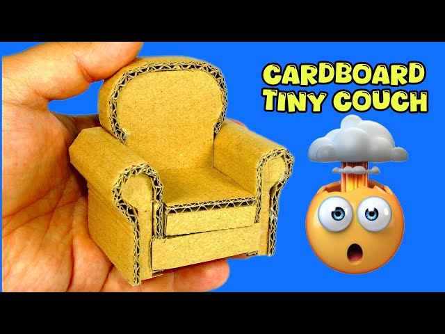 KIDS Diy cardboard craft tiny couch for dollhouse furniture