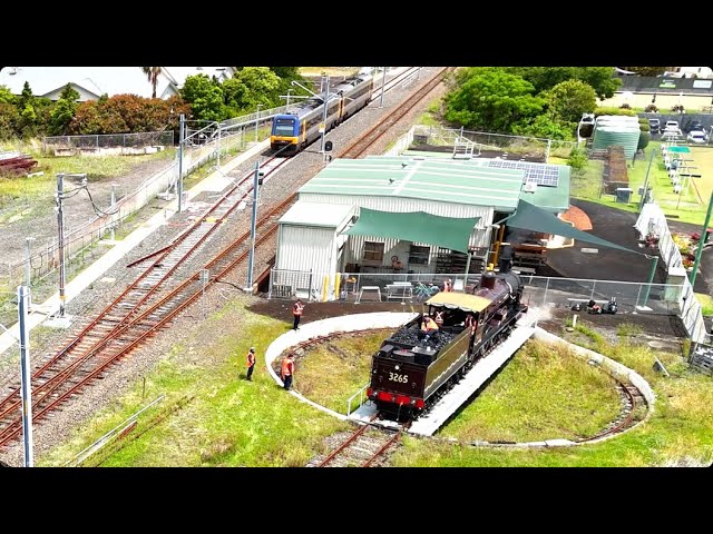 NSWGR 3265 On The Turntable Kiama (Drone + Timelapse) - Steam To Surf - Kiama