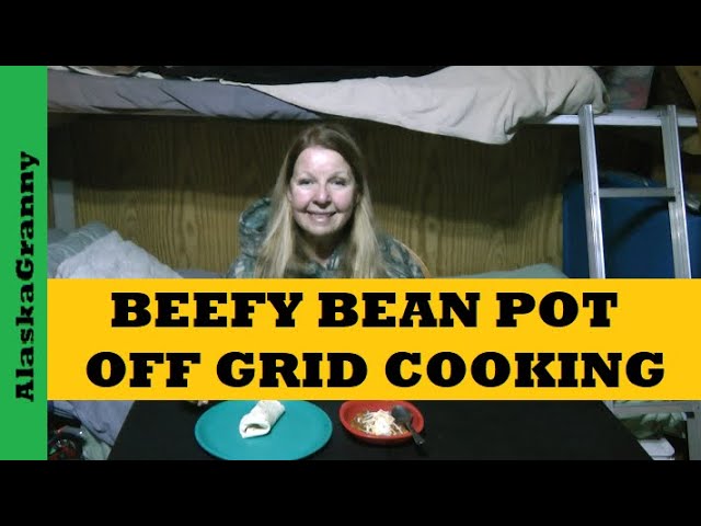 Beefy Beans Granny Camp Cooking...How To Use Butane Stove Food Stockpile Recipe