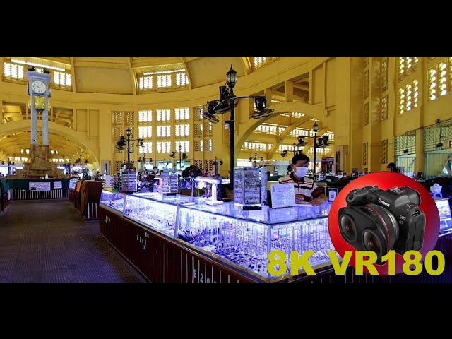 STUNNING CENTRAL MARKET OR Phsar Thum Thmei in Phnom Peng 8K 4K VR180 3D (Travel Videos ASMR Music)