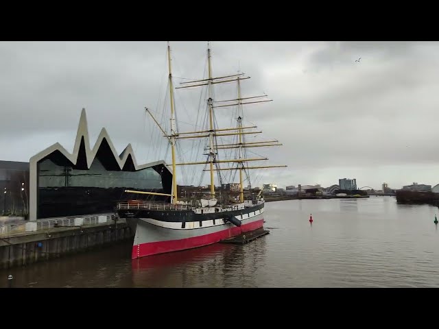 5 February 2025. Walking across the Govan Partick bridge towards Town.Riverside Clyde.