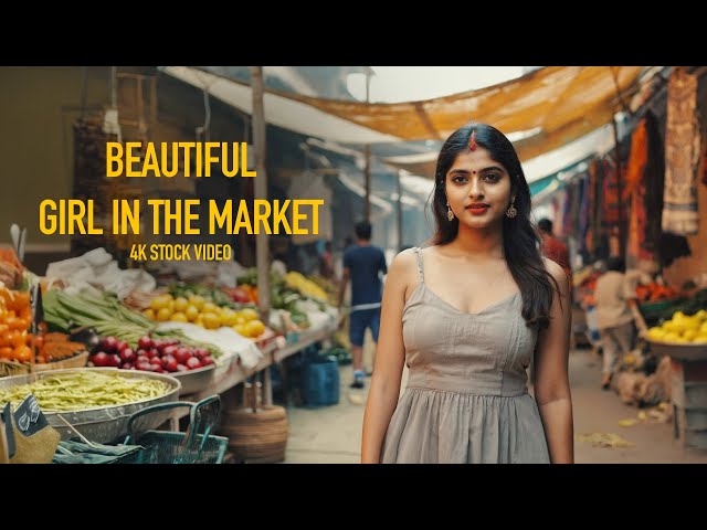 Beautiful Girl Wandering the Market | 4K | Free Stock Video | No Copyright | No Attribution Needed