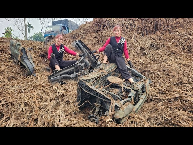 The girl who repaired and restored the old car was abandoned for a long time.