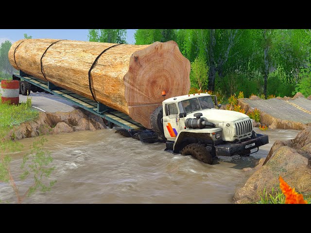 Amazing Truck White Skills: Epic Escape on the River Route! - Spintires Mudrunner 2018