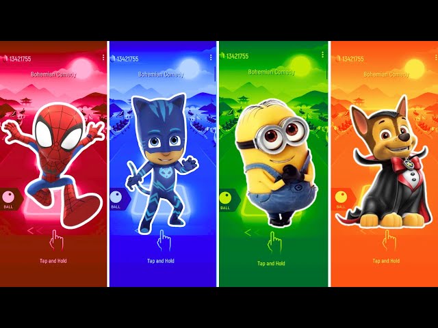 Spider Man 🆚 Catboy 🆚 Minions 🆚 Chase 🎶 Tiles Hop EDM Rush