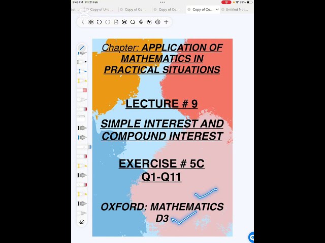 Simple and Compound Interest || D3 || Exercise 5C || Q1-Q11 || Lecture # 9: #olevel #olevelexam