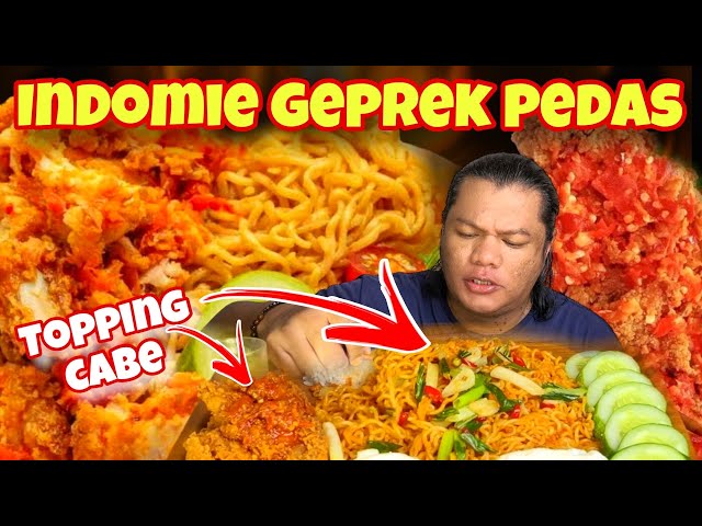 KEPEDESAN 🥵Mukbang Indomie Goreng Pedas Ayam Geprek 3 Porsi, Makan Kepedasan tapi Nikmat!