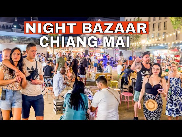 🇹🇭8K - Chiang Mai Night Bazaar | Biggest and Most Beautiful Night Market in Thailand 🍜🛍️