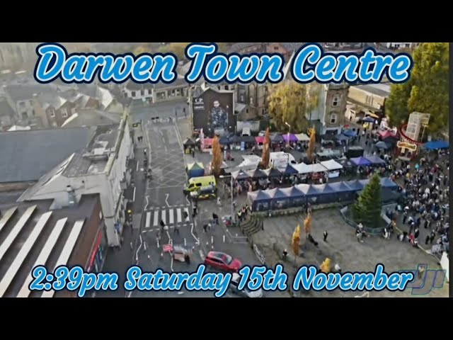 Darwen town centre.. Live entertainment fresh foods, market stalls Christmas lights  16th Nov 2024.